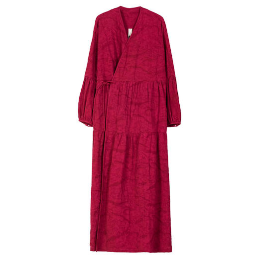 牧衣游原创 提花亚棉麻混纺连衣裙新款禅意系带宽松袍子 隽如初 商品图4