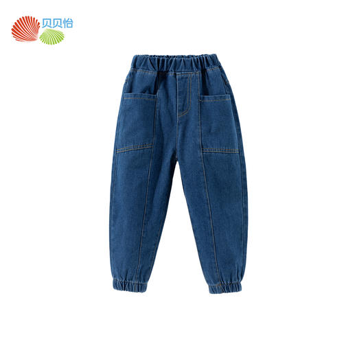 贝贝怡【软糯牛仔】春秋新款童装百搭时尚休闲裤子儿童宽松学生束腿长裤ZB3DK075 商品图7