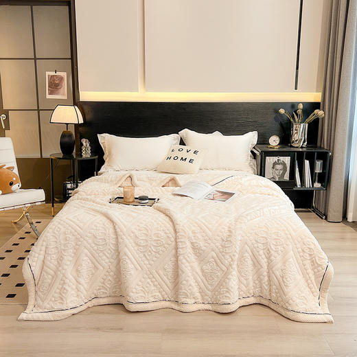 冬季【雕花绒毛包边毯被子】加厚盖毯沙发午睡空调毯 办公室居家单人小毯 商品图8