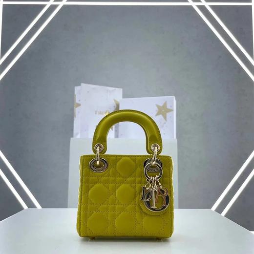 D迪家Lady mini  可拆卸可调节肩带藤格纹图案 羊皮革 戴妃包单肩斜挎手提包 超迷你 女款（HH） 商品图3