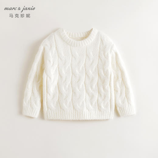 马克珍妮女童立体绞花仿貂毛毛衣儿童针织衫2024年秋冬新品241773 商品图1