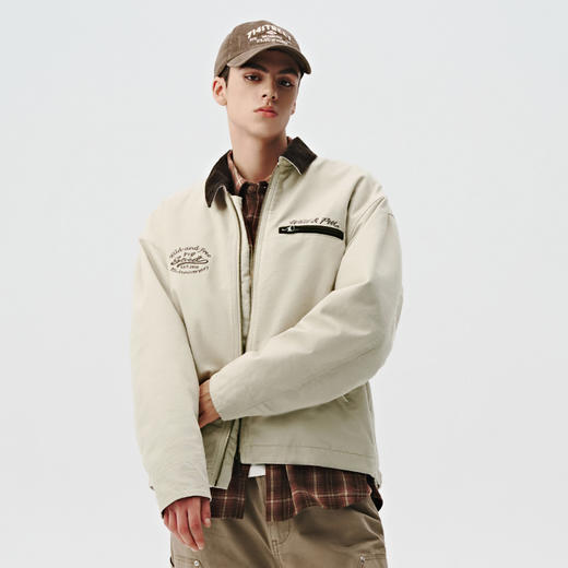 714street美式复古棉服男2024秋冬新款潮牌情侣装底特律夹克外套 商品图3