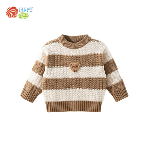 贝贝怡男童条纹毛衣儿童针织衫2024新款秋季套头上衣洋气微立领线衫ZB3DS086 商品图4