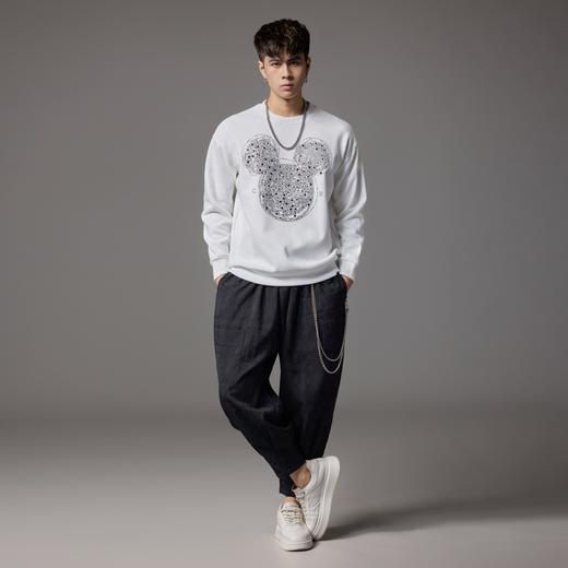 PINLI品立秋季新款男士宽松圆领落肩卡通烫钻套头卫衣上衣潮BG243109026 商品图2