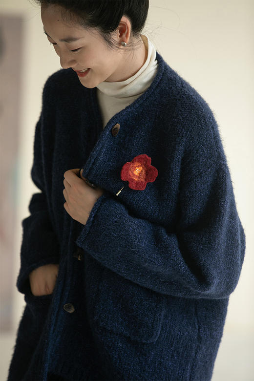 牧衣游原创 肌理感毛织外套新款软糯保暖文艺百搭毛衣开衫女 梦璃 商品图5