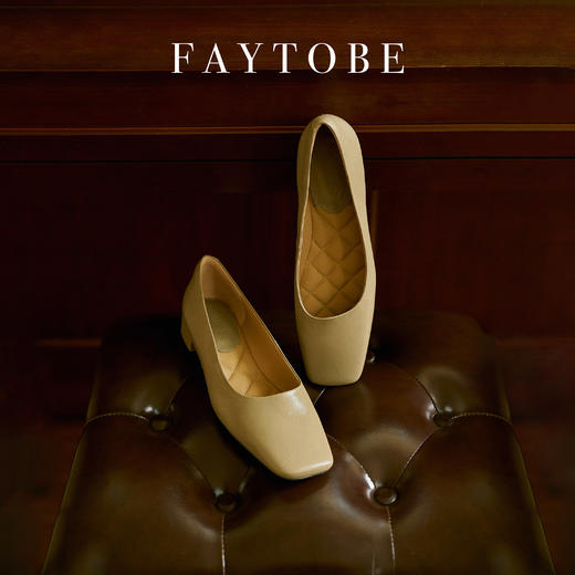 FAYTOBE 琴键玛丽珍单鞋24早秋小众设计简约低跟鞋通勤舒适胎牛皮浅口鞋 商品图2