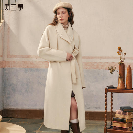 两三事 雾山孤行 2024冬季新款时尚两件套羊毛呢外套女呢子大衣 商品图0