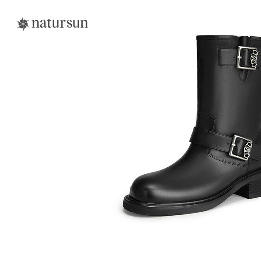 natursun骑士靴女厚底不累脚短靴时装靴美拉德靴子N24556401 商品图3