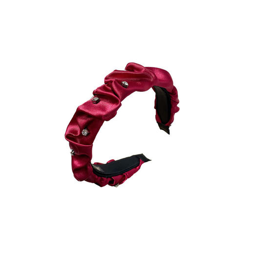 【皱褶设计，增添时尚感，水钻点缀，华美不失高贵】韩版头箍 ins风网红名媛发饰 压法洗脸简约头饰 水钻纯色发箍 皱褶-QQ 商品图4