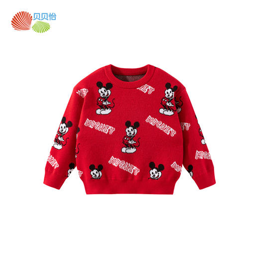 【迪士尼联名】秋冬季新款男童时尚圆领米奇针织衫亲肤毛衣线衫ZB3DS070 商品图3