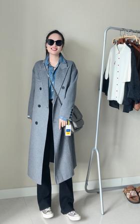 工厂反季清仓韩国订单高级灰双面羊毛大衣