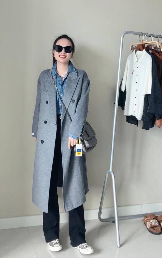 工厂反季清仓韩国订单高级灰双面羊毛大衣 商品图0