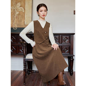 【专属特价】熙世界美拉德风磨绒马甲连衣裙秋冬新款法式复古超好看背心裙子