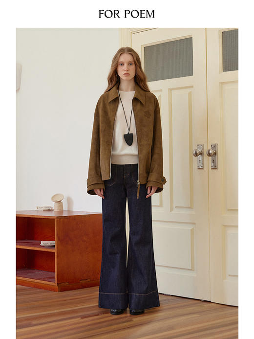 ForPoem 现货 24/FW原创设计花朵柔雾环保麂皮宽松休闲夹克外套 商品图4