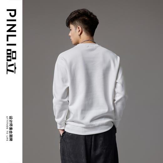 PINLI品立秋季新款男士宽松圆领落肩卡通烫钻套头卫衣上衣潮BG243109026 商品图4