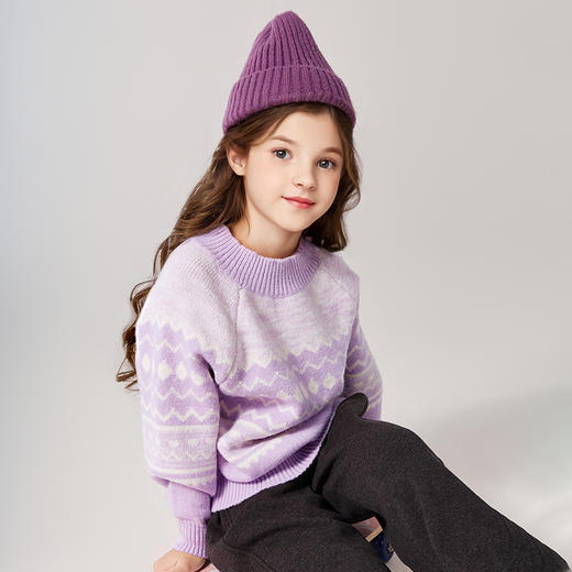 笛莎Deesha 童装女童针织衫2024冬新款中童圆领毛衣 商品图1