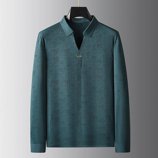 【V领】【新款DDA】大依优型大码长袖Polo衫翻领加肥加大肥佬休闲商务宽松透气上衣打底 商品图0