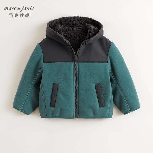 【加绒】马克珍妮男童防风护领拼接摇粒绒外套儿童秋冬新款241063 商品图1