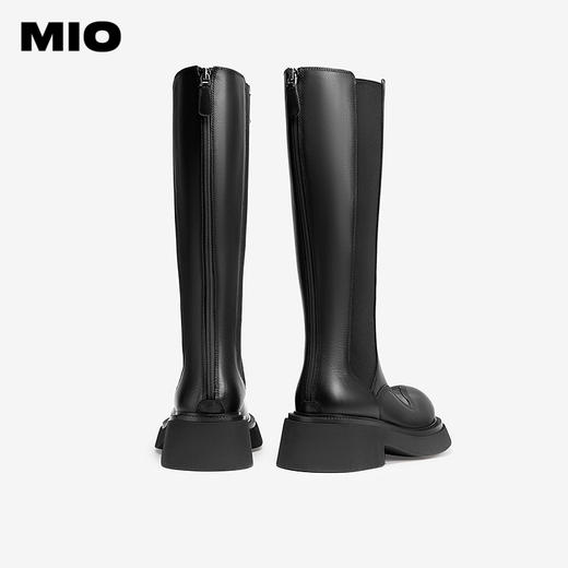 MIO米奥冬季牛皮革骑士靴增高厚底瘦瘦靴质感高级靴子女M245833173 商品图3