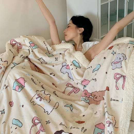 【秋冬牛奶绒毛毯】加厚羊羔绒沙发毯 办公室午睡毯空调毯 羊羔绒面料保暖 商品图3