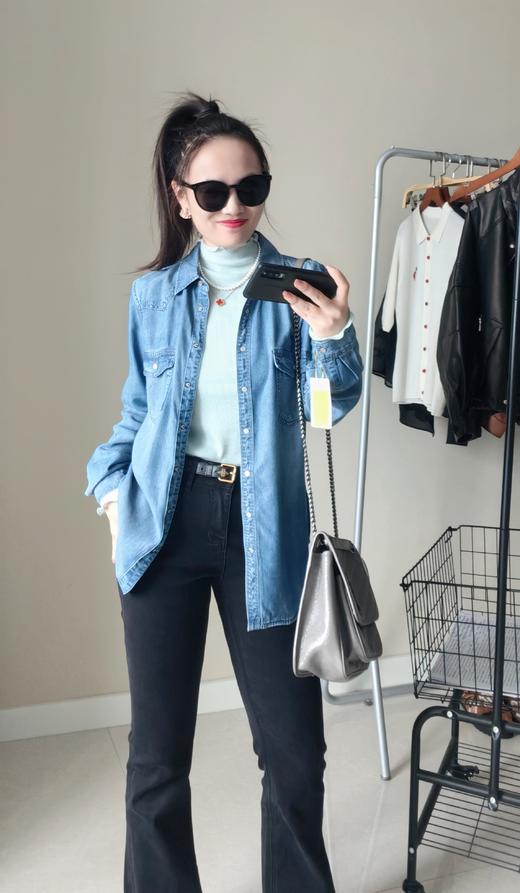 小众原单100天丝牛仔衬衫百搭显瘦款 商品图0