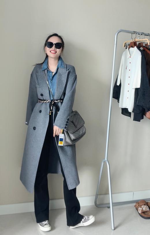 工厂反季清仓韩国订单高级灰双面羊毛大衣 商品图1