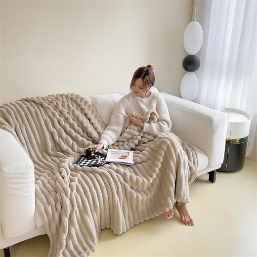 【兔毛绒毛毯冬季】办公室加厚午睡空调毯 沙发盖毯 细腻软糯 加厚保暖床上小毯子 商品图12