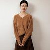 玳莎拉毛100%羊绒V领针织衫女秋冬新款宽松落肩袖羊毛衫上衣  ED33301 商品缩略图0