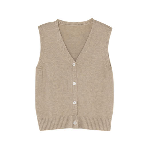 HeyDress针织马甲女秋季v领叠穿卡其色a字气质百搭半身裙时髦套装 商品图4