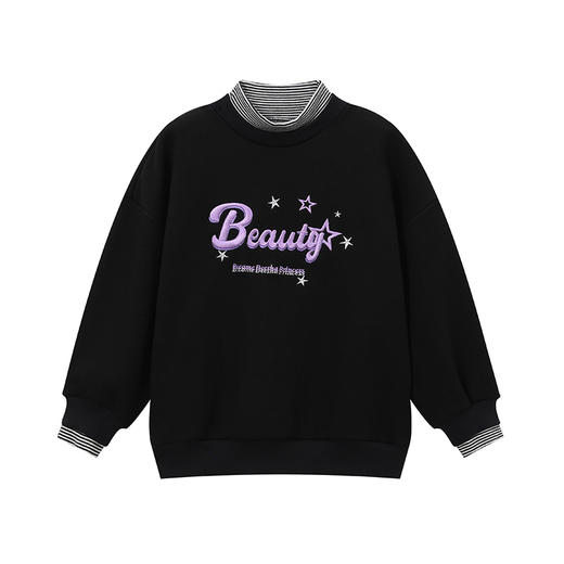 笛莎Deesha 童装女童卫衣2024冬季新款假两件高翻领卫衣 商品图4