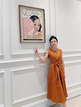 朱柿色连衣裙HJ3S87