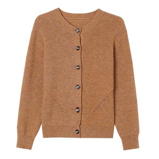 CC-101-Q022圆领针织开衫女秋装2024年新款外搭上衣单排扣毛衣小外套春秋 商品图4