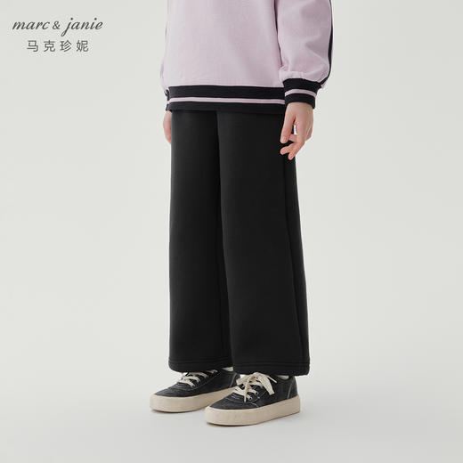 [抗静电]马克珍妮女童百搭宽松加绒阔腿裤儿童裤子冬装新款241350 商品图2