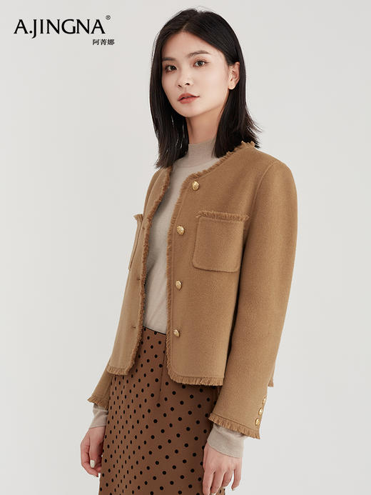【商城同款】阿菁娜法式复古百搭绵羊毛外套F30D211065 商品图1