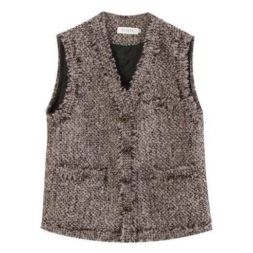 【特价】玳莎流苏毛边编织马甲女2024冬季新款通勤叠穿V领小香风背心外套  ED37001 商品图4