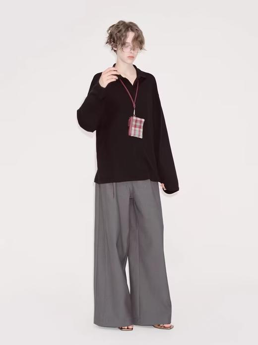 出逃赤岗西/CT0011/无腰头宽松垂感阔腿灰色西装裤 商品图2