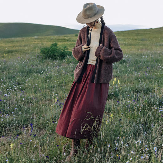 绽放旅行女装636朵/秋冬彩点羊毛纱撞色提花毛织开衫V领针织衫 商品图2