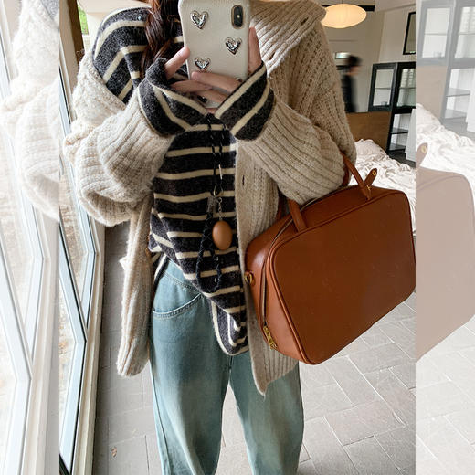 <曾小咸推荐>现货秒杀 ！微信超特价！韩系黑白条纹毛织T恤 日常159.99 立减80 秒杀79.99！！ 商品图2