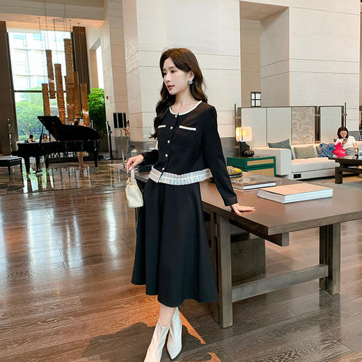 奢姿大码女装2024秋季减龄织带钉珠小香风两件套胖妹妹时尚套装9943926524 商品图2