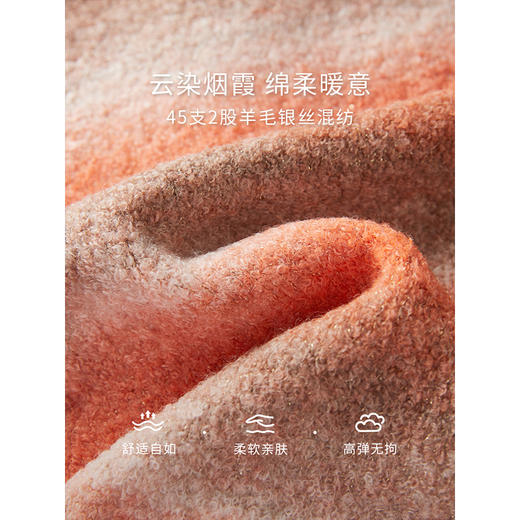 【五折购】熙世界晕染渐变条纹针织外套秋冬2025新款时尚羊毛混纺毛衣开衫 商品图3