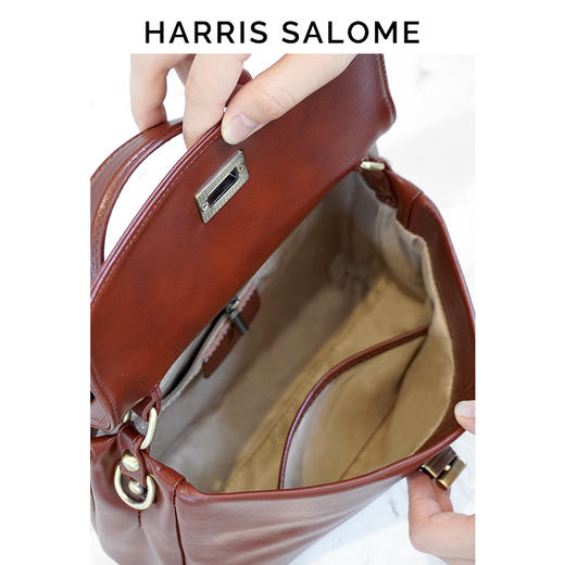 【可手提可斜挎】HARRIS SALOME 植鞣牛皮复古斜挎邮差包3158（多色可选） 商品图7