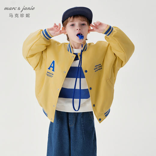 马克珍妮男童潮酷机车宽松棒球服儿童棉衣外套2024秋冬新款241190 商品图1