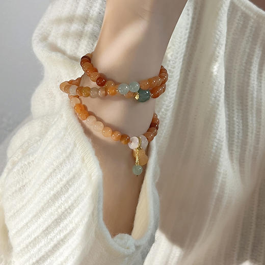 六鑫珠宝 十里间【冰橙葫芦】文艺小清新古风天然石多层手串 商品图0