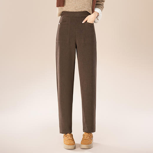 MYX-HWM-6075-Y灯芯绒厚款哈伦裤时尚气质女装高腰小脚裤气质优雅秋冬款长裤 商品图0