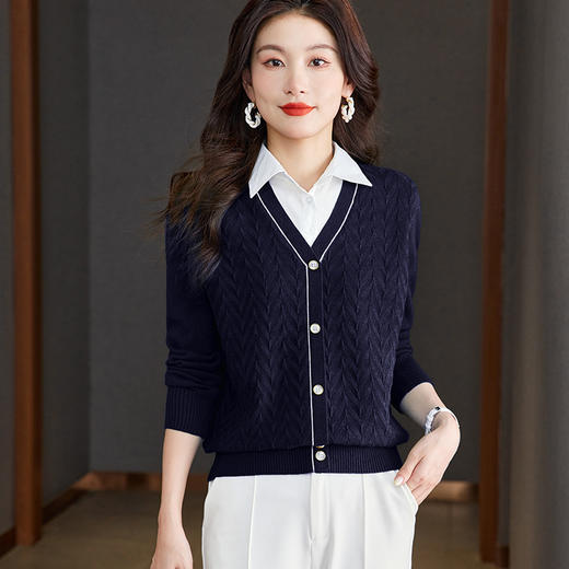 CC-66-5830初秋假两件Polo领针织衫外穿毛衣女秋冬新款2024季叠穿内搭上衣女 商品图2