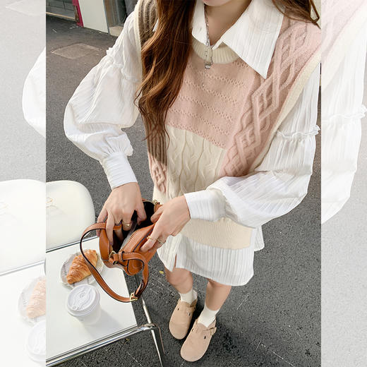 【169元任选2件】最后一波现货！米白色设计感内搭衬衫连衣裙 商品图2