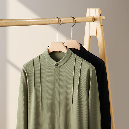 【新中式小立领】【新款DDP】大依优型大码长袖衬衫男装加肥加大体恤大号上衣胖子休闲商务 商品图9