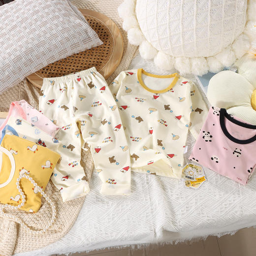 【🔥A类7A级抗菌69元/任选2套】80-160码儿童韩版无骨内衣秋冬男女童卡通纯棉家居服宝宝睡衣秋衣秋裤套装聚 商品图2