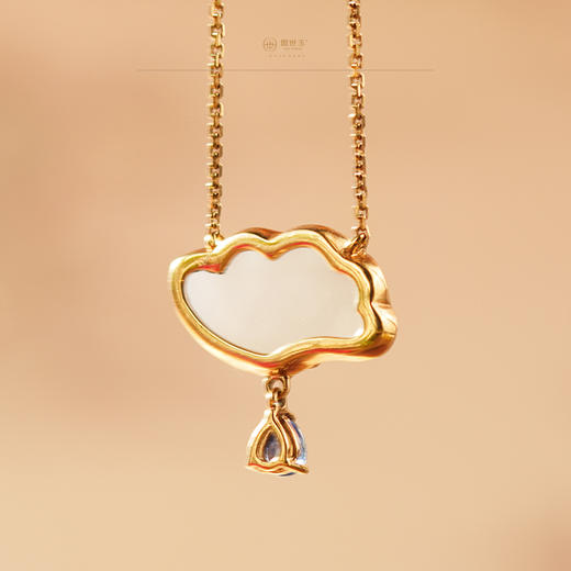 新疆国玉盟世玉和田玉金镶羊脂玉链坠【带证书·顺丰物流】 商品图1