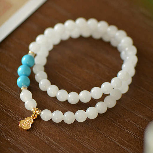 【经典】金风玉露天然和田白玉手串 商品图1